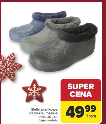 Botki piankowe damskie, męskie, różne modele Carrefour promocja w Carrefour