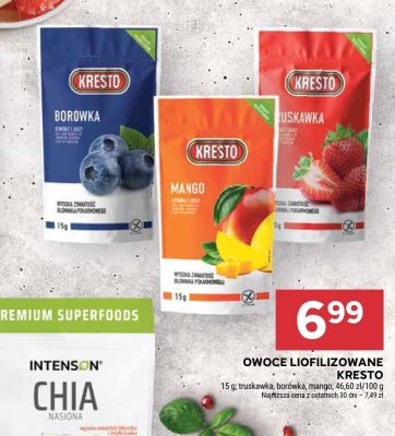 Owoce liofilizowane Kresto truskawka/borówka/mango promocja w Stokrotka