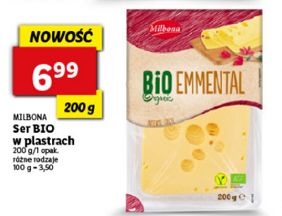 Ser 偶贸艂ty emmentaler bio Milbona promocja