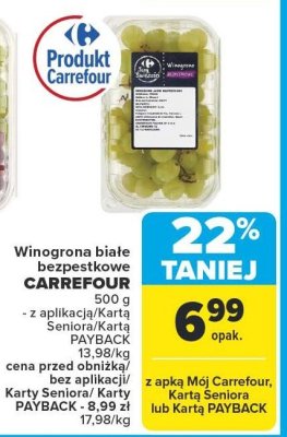 Winogrona białe bezpestkowe  promocja w Carrefour