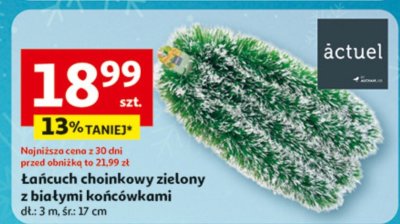 Łańcuch choinkowy zielony z białymi końcówkami promocja w Auchan