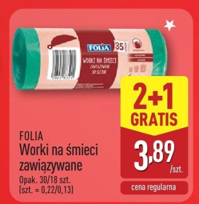 Worki na śmieci zawiązywane FOLIA promocja w Aldi