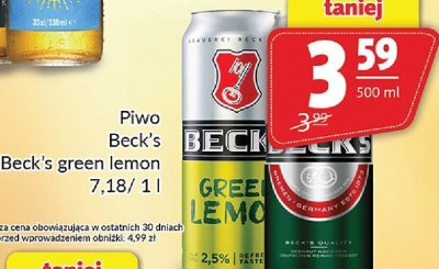 Piwo Beck's Green Lemon 500 ml promocja w Prim Market