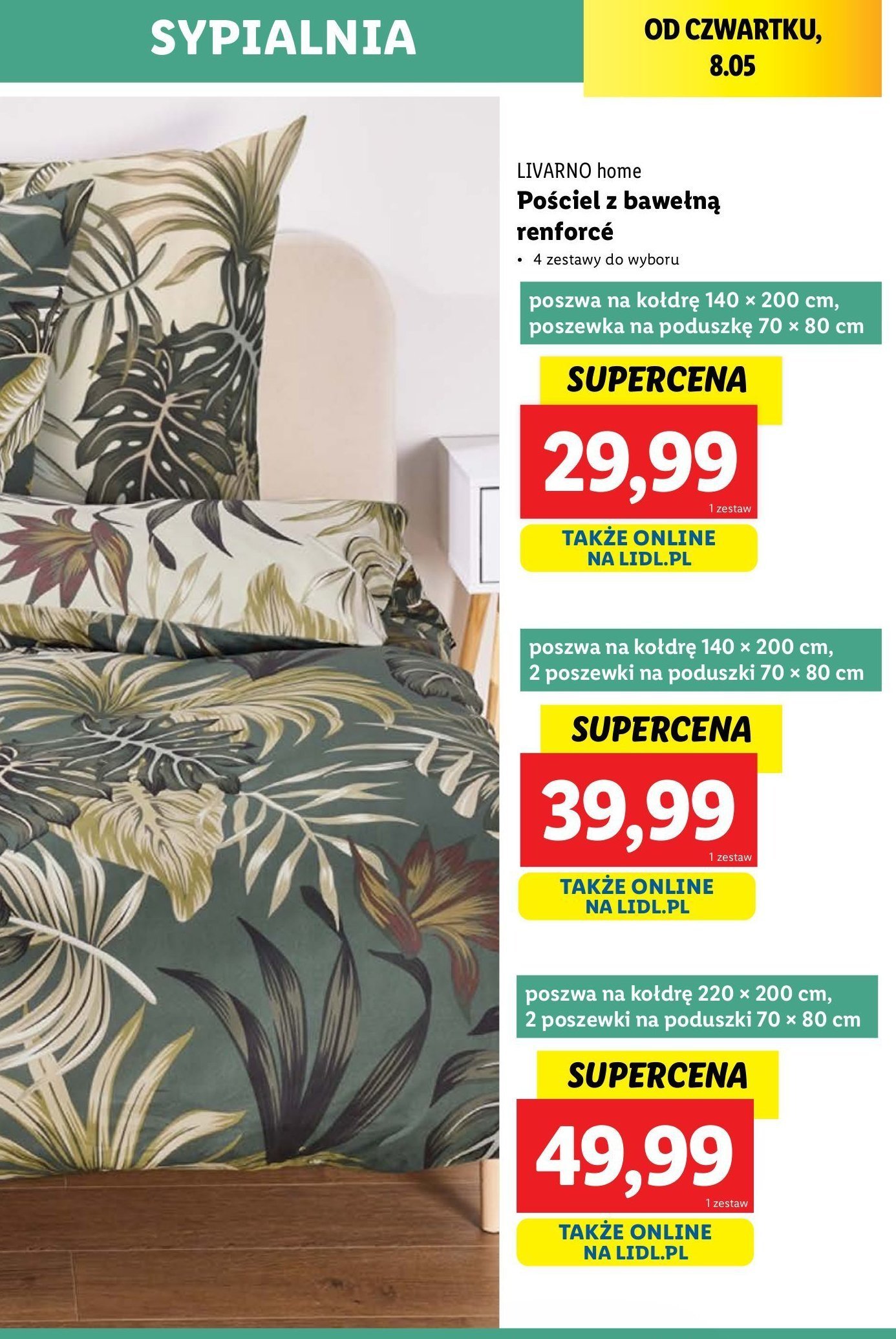 Po艣ciel z bawe艂n膮 renforce 140 x 200 cm + 70 x 80 cm promocja