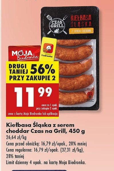 Kiełbasa śląska cheddar Czas na grill promocja w Biedronka