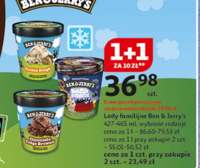 Lody familijne Ben & Jerry's 427-465 ml, wybrane rodzaje promocja w Auchan
