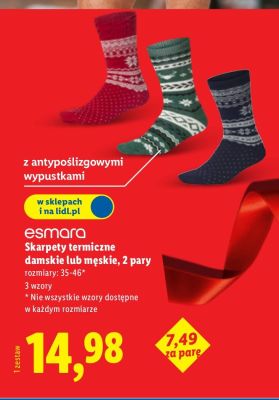 Skarpety termiczne damskie / męskie 2 pary promocja w Lidl