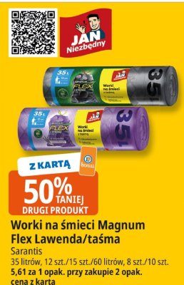 Worki na śmieci Magnum Flex Lawenda/Taśma Sarantis promocja w Leclerc