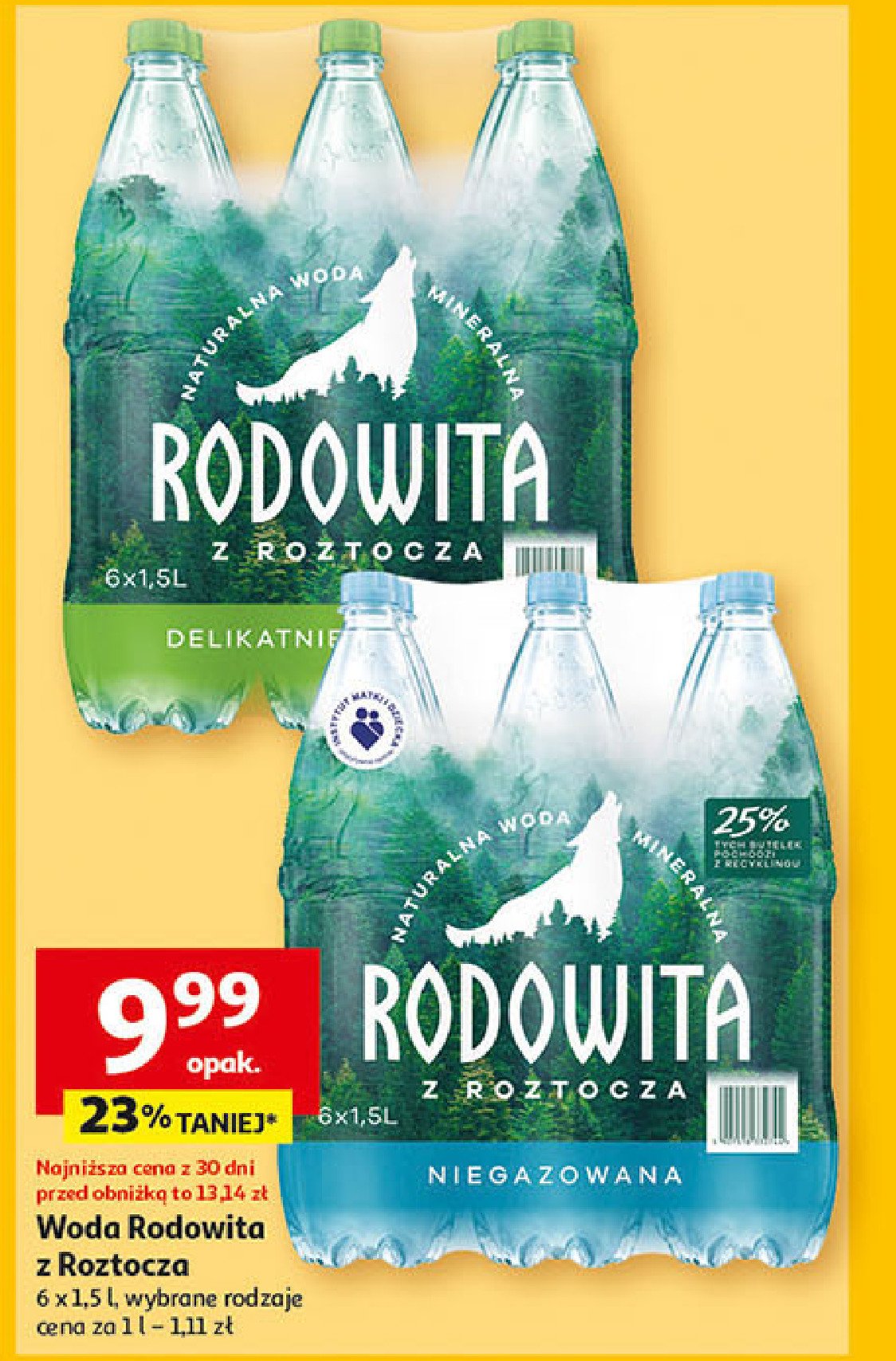 Woda delikatnie gazowana Rodowita z roztocza promocja w Auchan