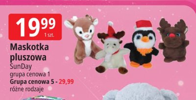 Maskotka pluszowa SunDay grupa cenowa 1 różne rodzaje promocja w Leclerc