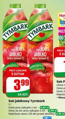 Sok jabłkowy Tymbark 1 l promocja w Dino