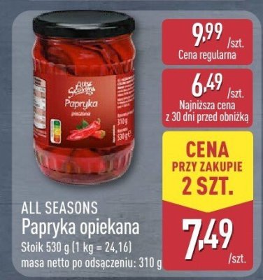 Papryka opiekana All seasons promocja w Aldi