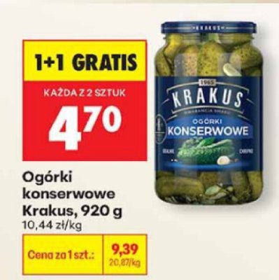 Ogórki konserwowe 1+1 GRATIS promocja w Biedronka