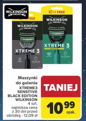 Maszynki do golenia XTREME3 SENSITIVE BLACK EDITION WILKINSON 4 szt. promocja w Carrefour