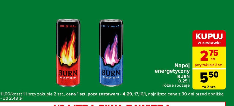 Napój fruit punch Burn promocja