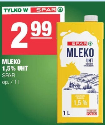 Mleko 1,5% UHT Spar promocja w SPAR