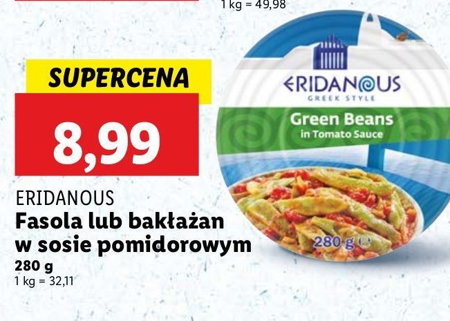 Fasola w sosie pomidorowym Eridanous promocja w Lidl