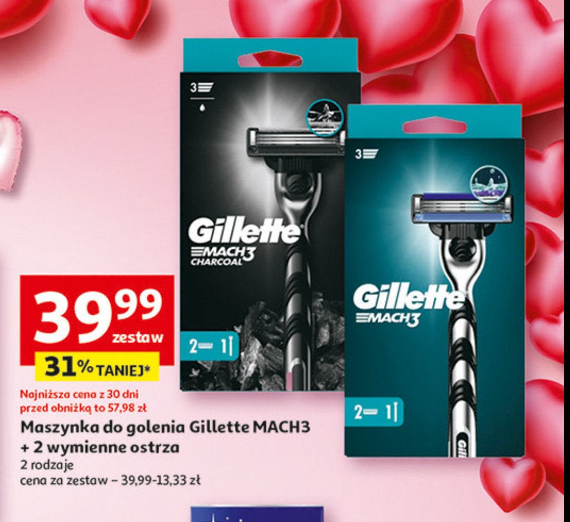 Maszynka + 2 wkłady charcoal Gillette mach3 promocja w Auchan