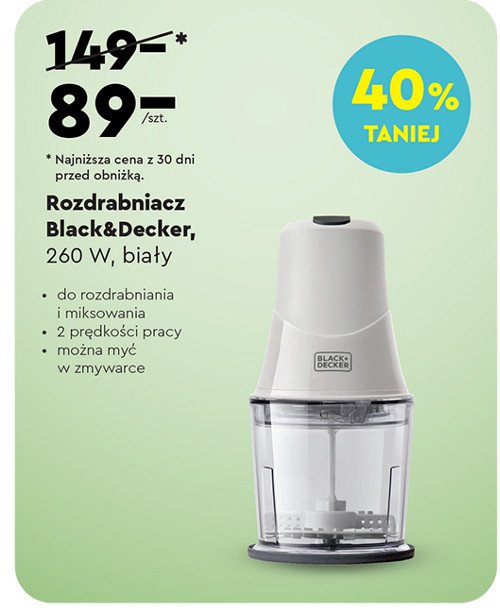 Rozdrabniacz 260 w bia艂y Black + decker promocja