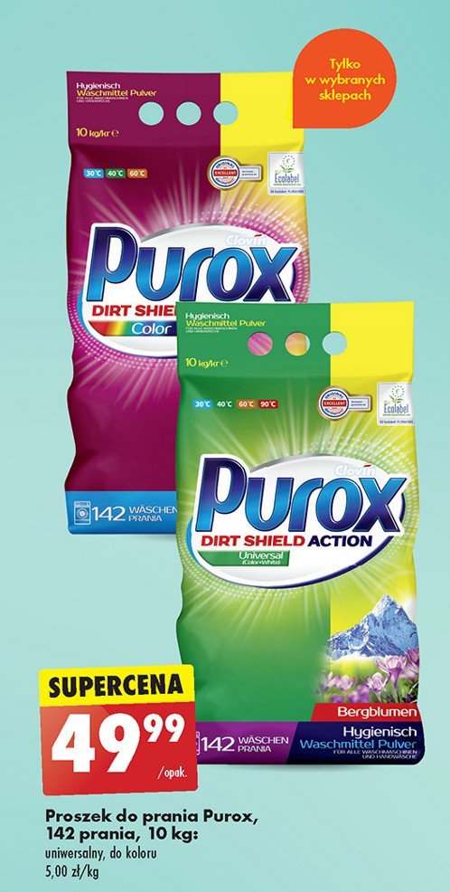 Proszek do prania universal Purox promocja w Biedronka