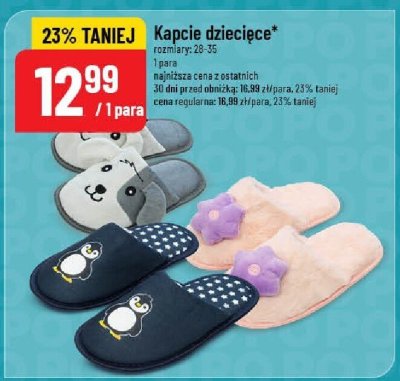 Kapcie dziecięce rozmiary: 28-35 promocja w POLOmarket
