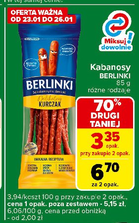 Kabanosy delikatny kurczak Morliny berlinki promocja w Carrefour Express