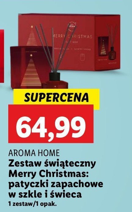 Zestaw w pudełku merry christmas: patyczki zapachowe + świeca Aroma home promocja