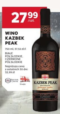 Wino Kazbek Peak czerwone półsłodkie promocja w Stokrotka