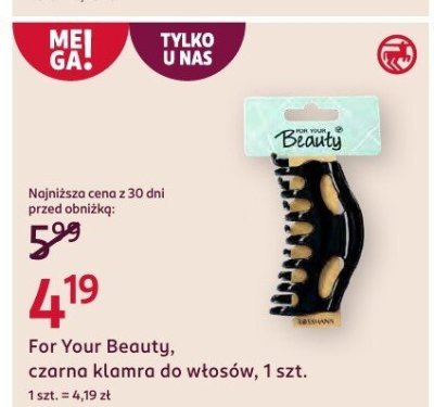 Czarna klamra do włosów For Your Beauty promocja w Rossmann