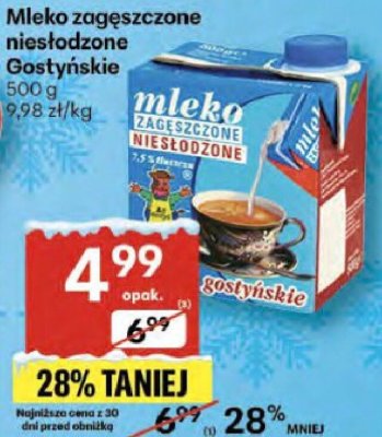 Mleko zagęszczone niesłodzone Gostyńskie promocja w Delikatesy Centrum