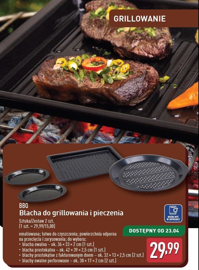 Blacha prostokątna z fakturowanym dnem 32 x 13 x 2.5 cm Bbq promocja