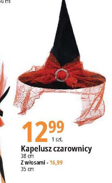 Kapelusz czarownicy z włosami 35 cm promocja