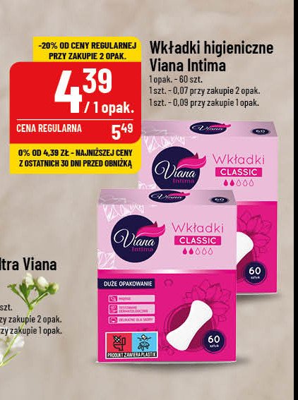 Wkładki classic Viana intima promocja w POLOmarket