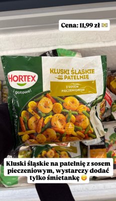 Kluski śląskie na patelnię z sosem pieczeniowym Hortex promocja w Dino