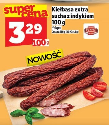Kiełbasa extra sucha z indykiem Pekpol promocja w TOPAZ