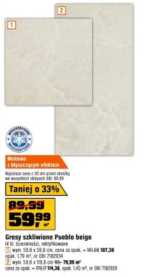 Płytka Gresy szkliwione Pueblo beige wym. 59,8 x 59,8 cm promocja w OBI