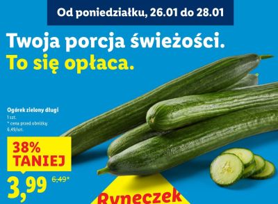 Ogórek zielony długi 1 szt. promocja w Lidl