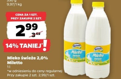 Mleko świeże 2,0%  promocja w Netto