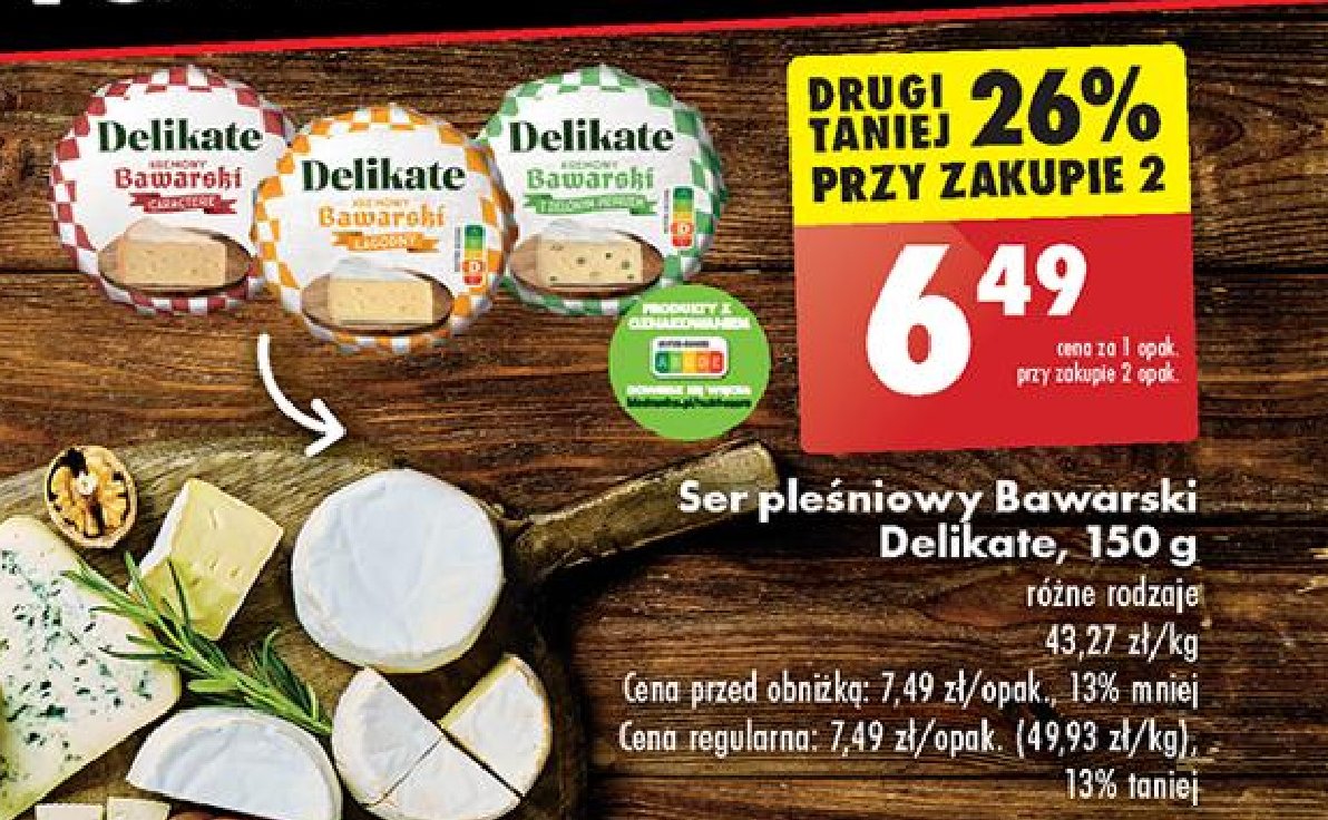 Ser bawarski z zielonym pieprzem Delikate promocja w Biedronka