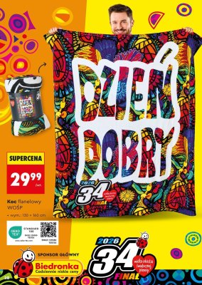 Koc flanelowy WOŚP promocja w Biedronka