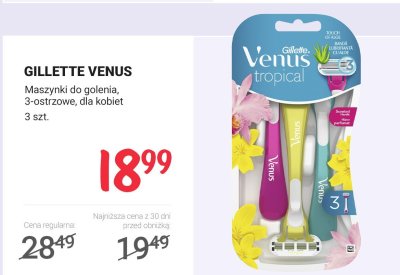 Maszynki do golenia GILLETTE VENUS tropical 3-ostrzowe dla kobiet promocja w Rossmann