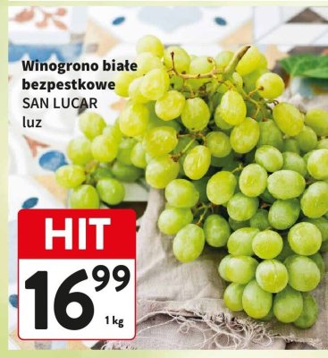 Winogrono białe bezpestkowe luz SAN LUCAR promocja w Intermarche