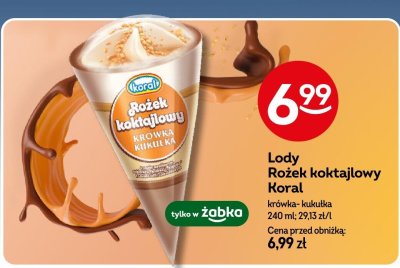 Lody Rożek koktajlowy Koral krówka-kukułka promocja w Żabka