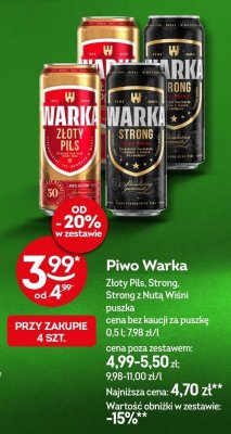 Piwo Warka Złoty Pils puszka 0,5l promocja w Żabka
