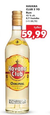 Rum HAVANA CLUB 3 YO 40% 0,7l butelka promocja w Kaufland