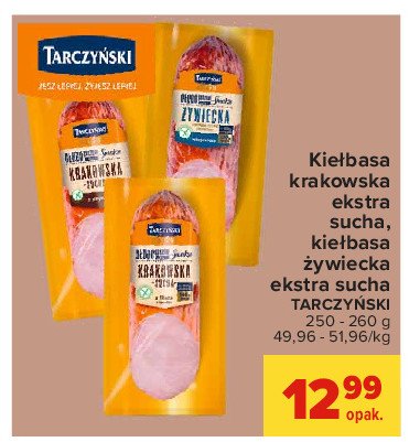 Kiełbasa krakowska sucha z fileta extra Tarczyński promocja