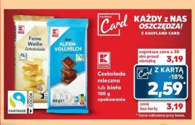 Czekolada mleczna K-classic promocja