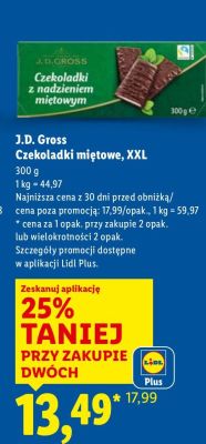 Czekolada J.D. Gross Czekoladki miętowe, XXL promocja w Lidl