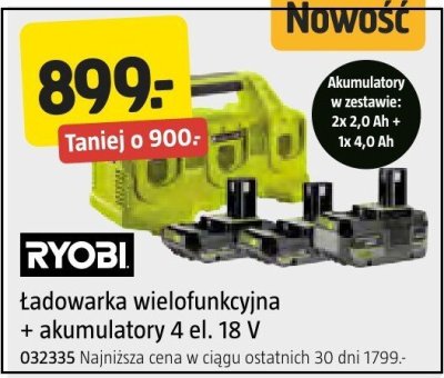 Ładowarka Ryobi wielofunkcyjna + akumulatory promocja w Jula