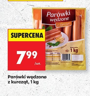 Parówki wędzone z kurcząt 1 kg promocja w Biedronka